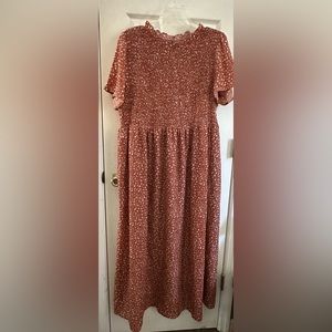 Polagram Rust Colored w Ivory Flowers Dress w pockets XXL Brand New Without Tags